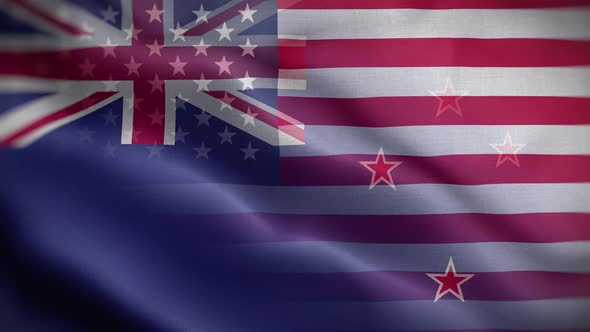 USA New Zealand Flag Loop Background 4K