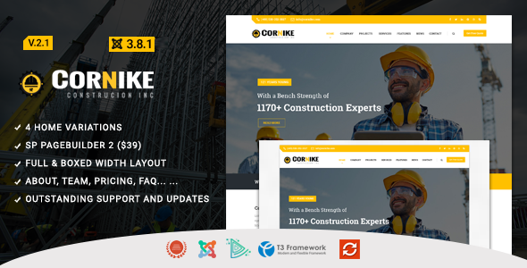 Cornike - Joomla Construction Business Template - Business Corporate