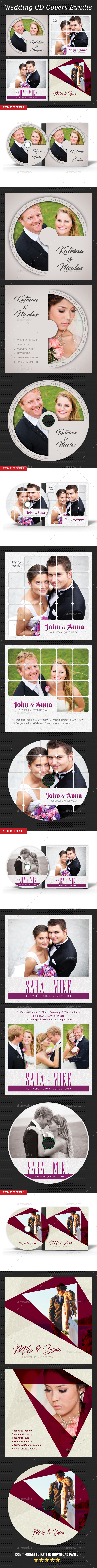 4 in 1 Wedding CD Cover Templates Bundle V3 - CD & DVD Artwork Print Templates