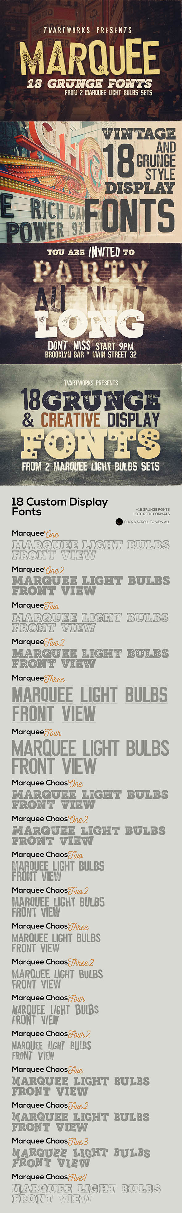Marquee - 18 Grunge Fonts - Grunge Decorative