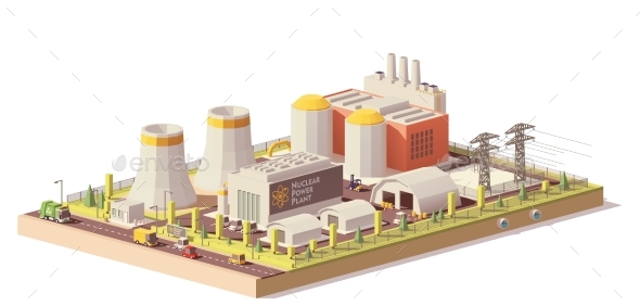 GraphicRiver Vector Low Poly Nuclear Power Plant 20787535 GraphicRiver Vector Low Poly Nuclear Power Plant 20787535