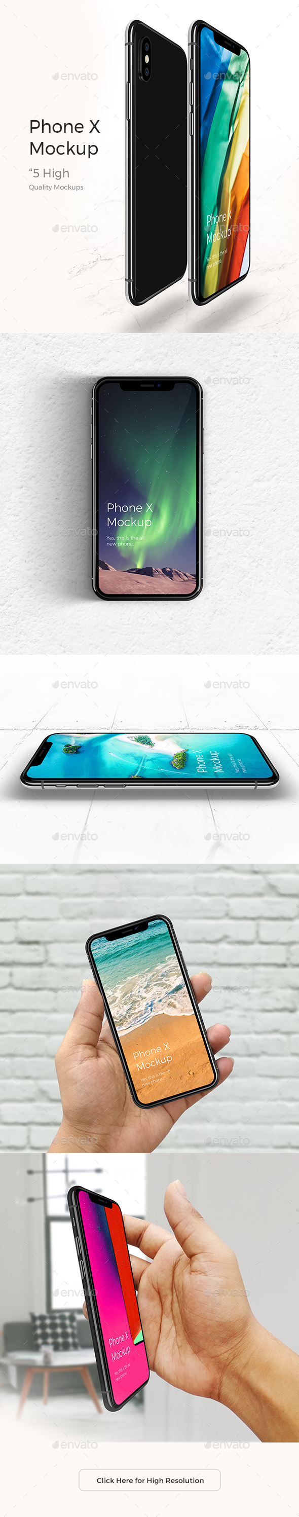 Realistic Phone X Mock-up