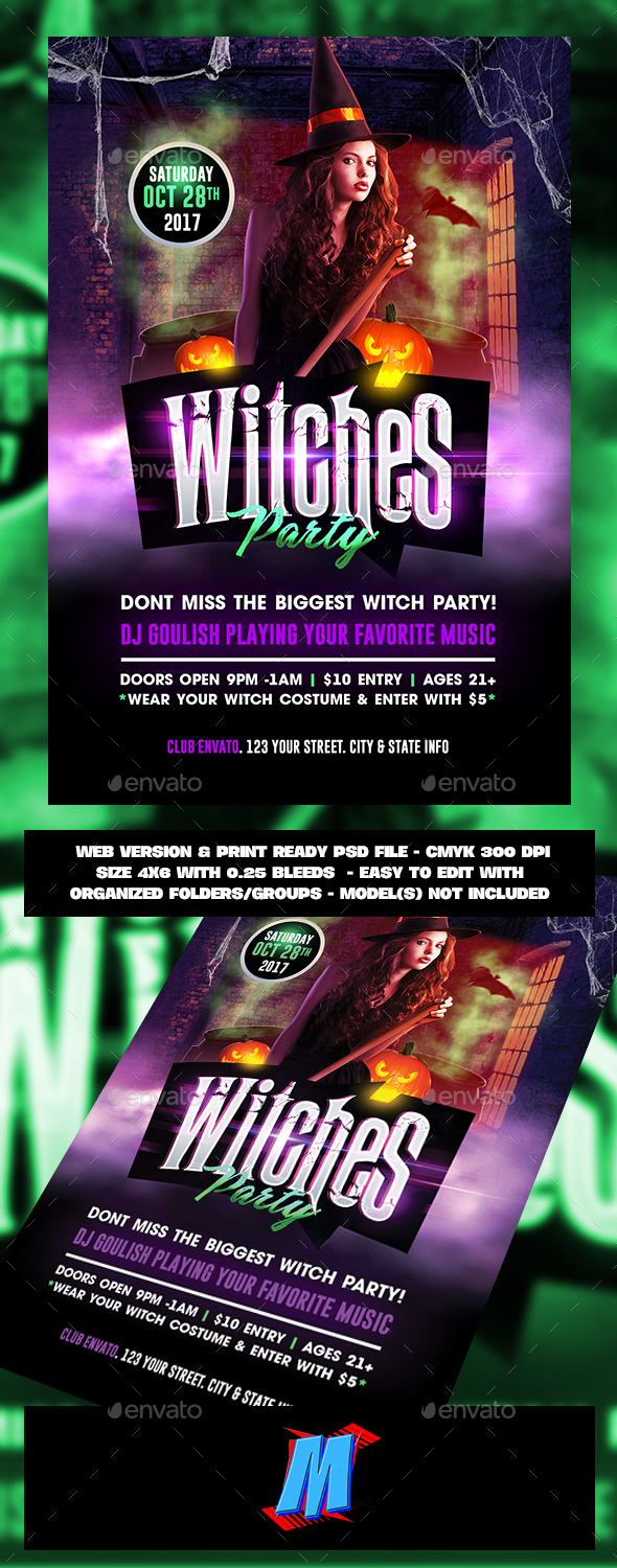 Witches Party Flyer Template - Clubs & Parties Events