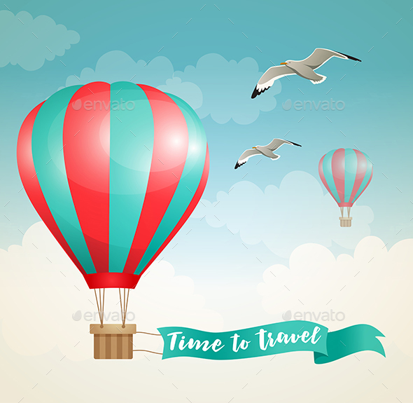 Air Balloon and Birds in the Sky - Travel Conceptual