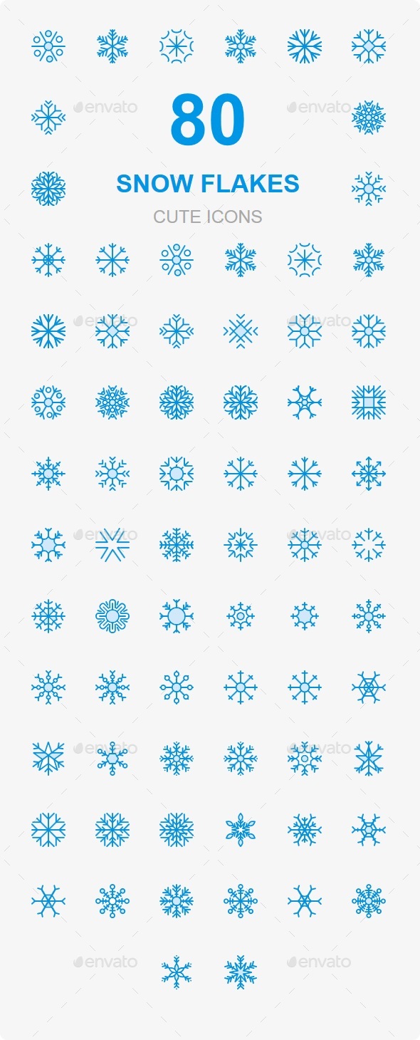 GraphicRiver 80 Snowflake Cute Style icons 20789450 GraphicRiver 80 Snowflake Cute Style icons 20789450