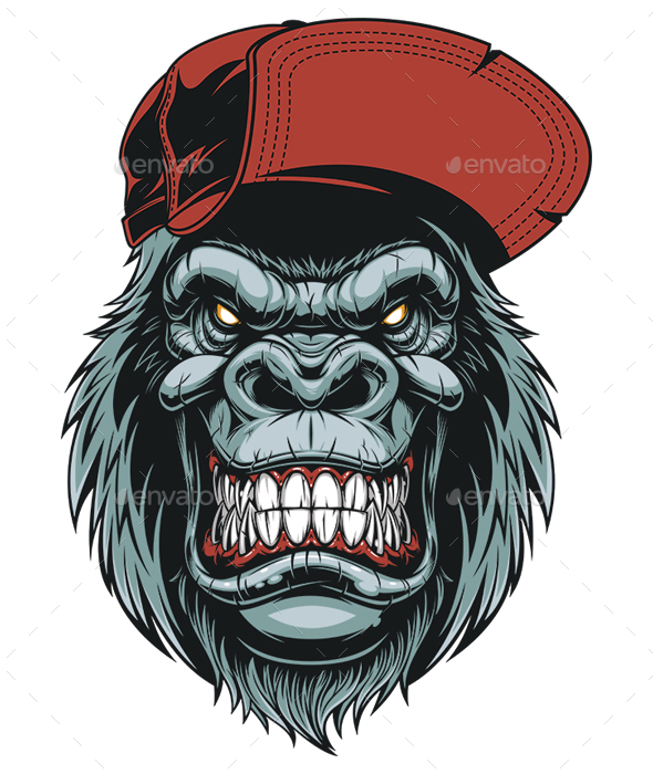 Monkey Head in a Baseball Cap - Animals Characters