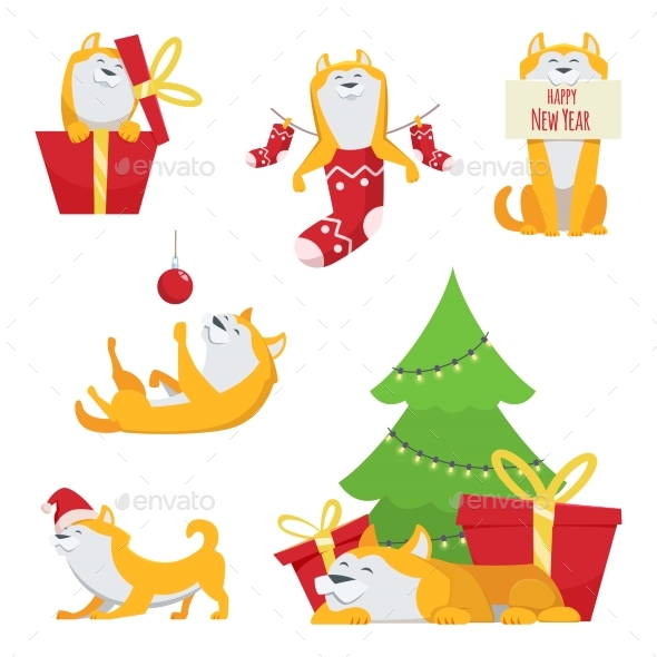 Character Design in Cartoon Style Yellow Dog - Animals Characters