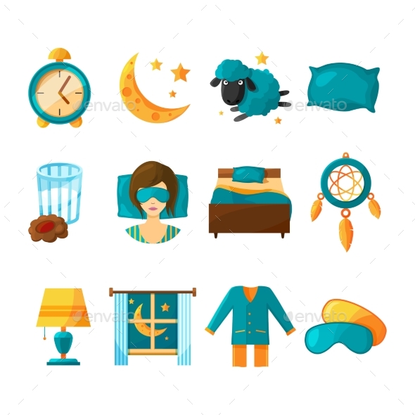 GraphicRiver Conceptual Icon Set for Sleeping 20790157 GraphicRiver Conceptual Icon Set for Sleeping 20790157