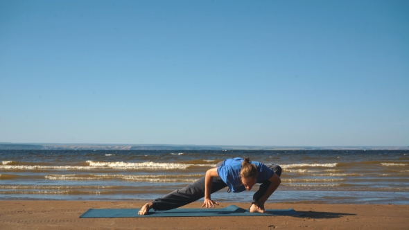 Athletic Muscular Young Man Working Out, Yoga, Goddess, Sumo Wrestler Pose alt
