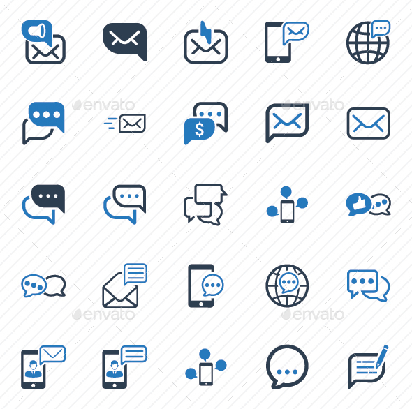Message and Communication Icons - Blue Version - Web Icons