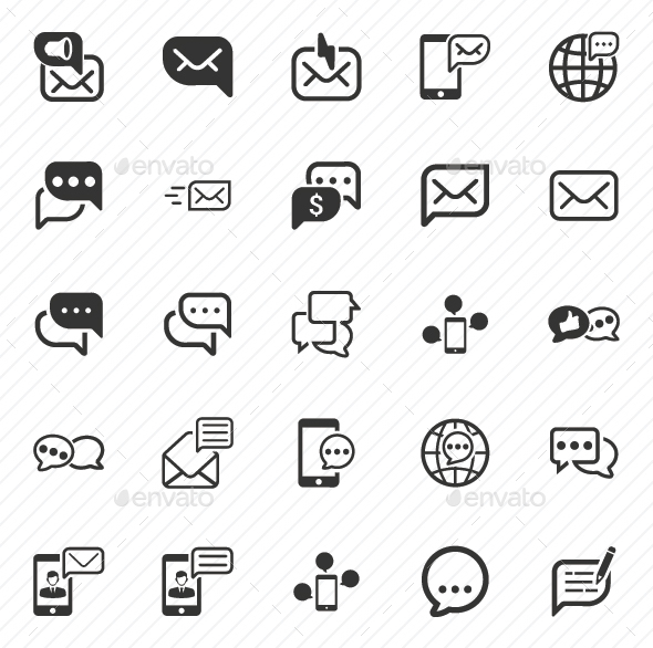 GraphicRiver Message and Communication Icons Gray Version 20791067