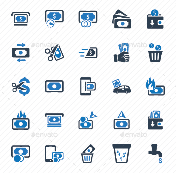 Money Icons - Blue Version - Business Icons