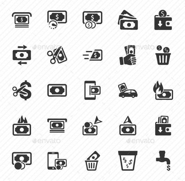 Money Icons - Gray Version - Web Icons