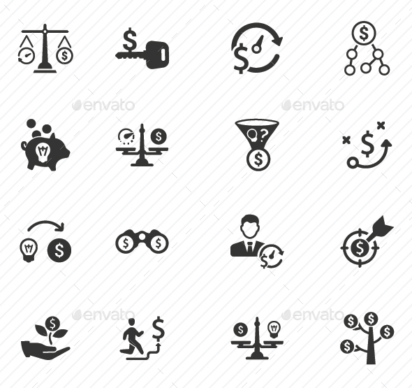 Money Making Strategy Icons - Gray Version - Web Icons
