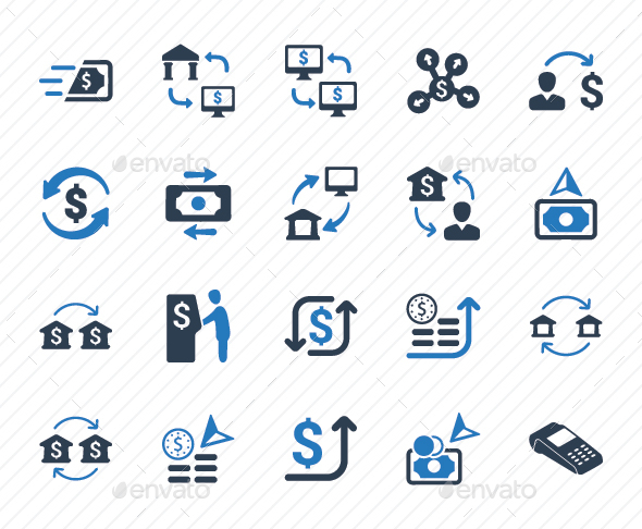 Money Transaction Icons - Blue Version - Business Icons