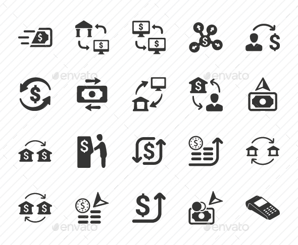 Money Transaction Icons - Gray Version - Business Icons
