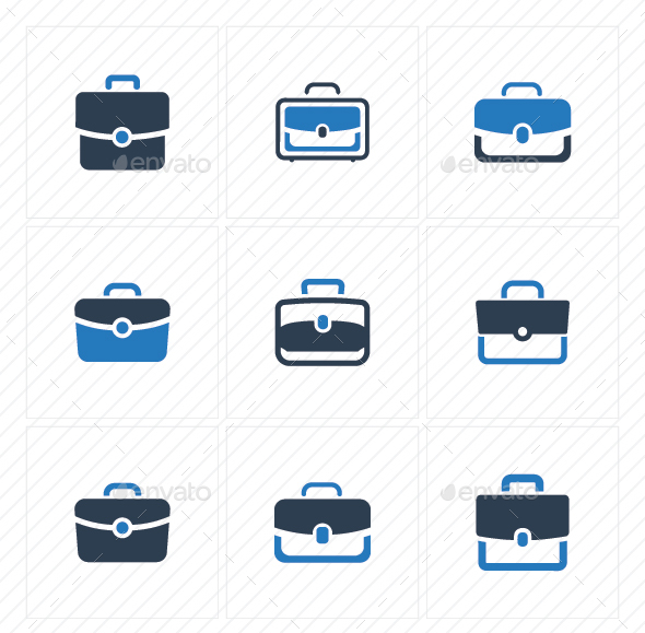 Office Bag Icons - Blue Version - Business Icons
