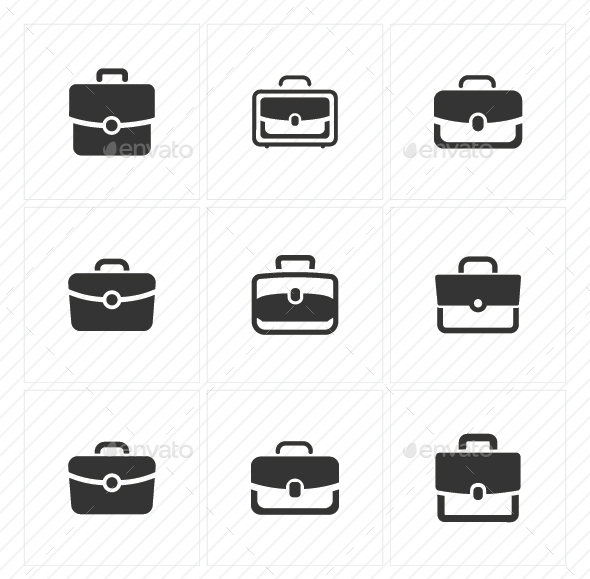 Office Bag Icons - Gray Version - Business Icons