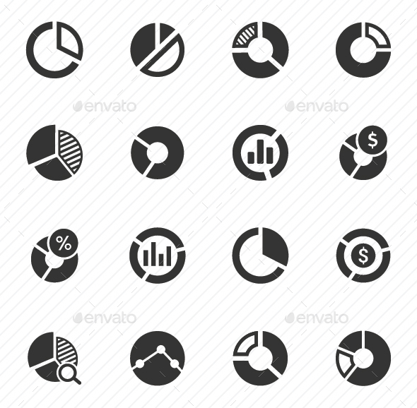 Pie Chart Icons - Gray Version - Web Icons