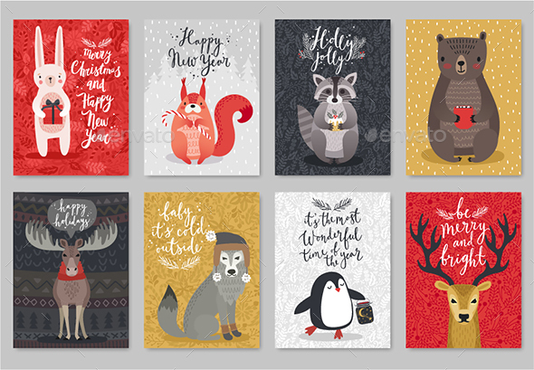 Christmas Animals Card Set - Christmas Seasons/Holidays