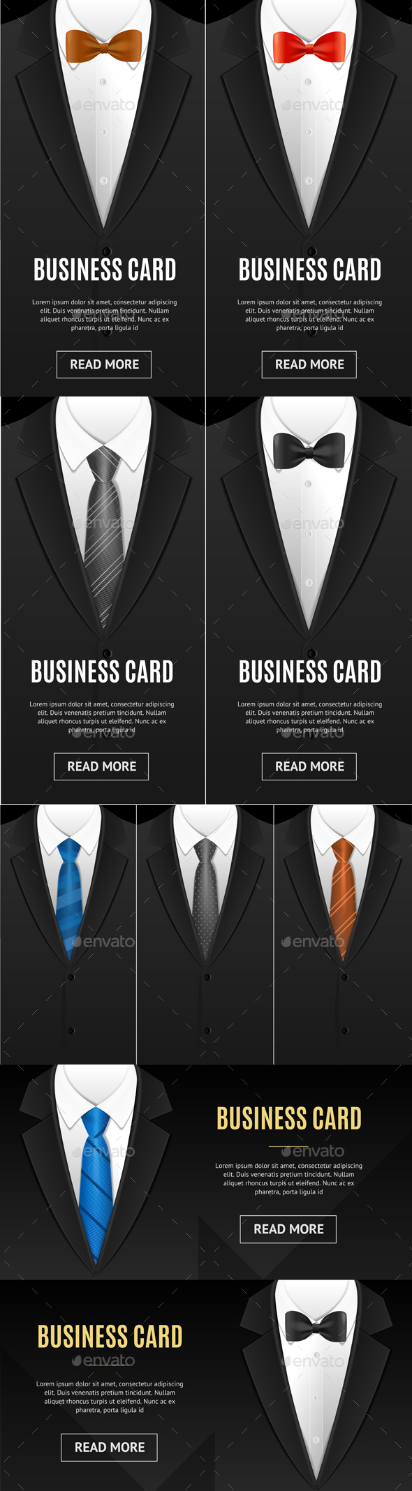 Business Card Bow Tie and Necktie Set - Miscellaneous Vectors