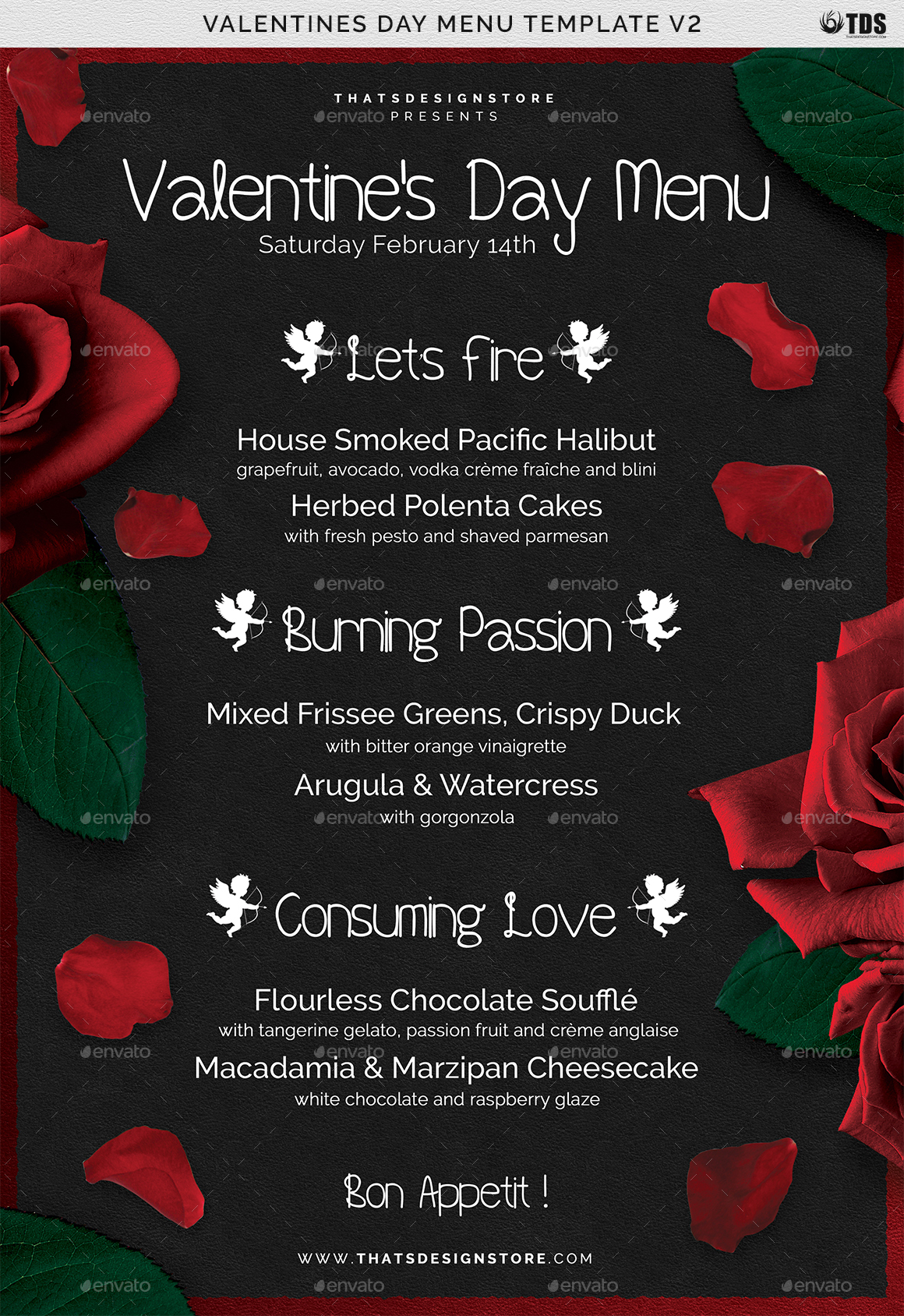 valentines day menu template