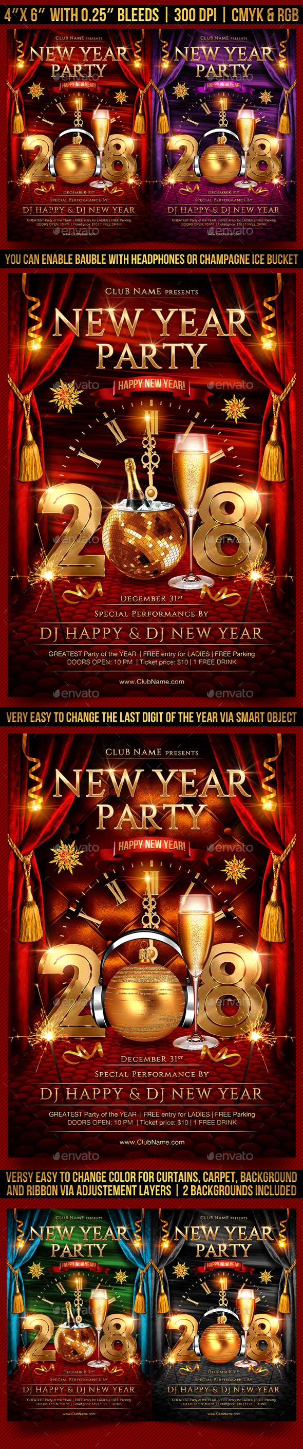 New Year Party Flyer Template - Clubs & Parties Events
