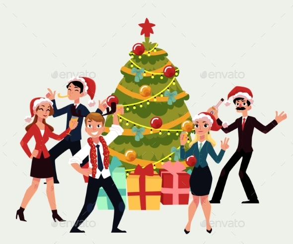 People Having Corporate Xmas Party - People Characters