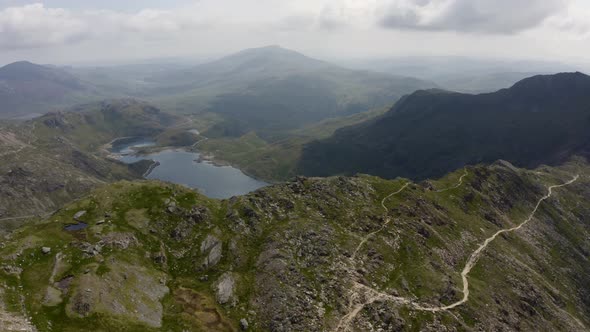 UK Mountain Lake Reveal Drone alt