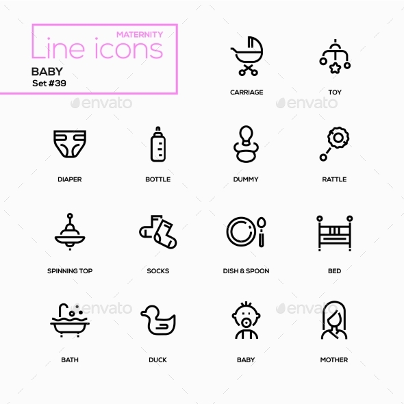 Maternity Concept - Line Design Icons Set - Miscellaneous Icons