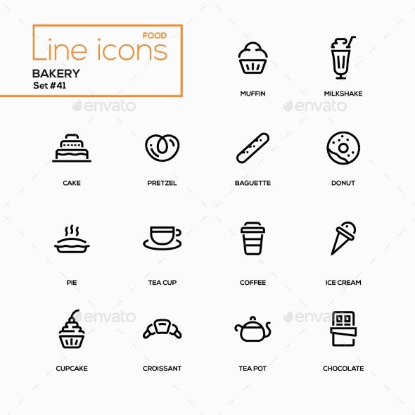 Bakery Concept - Line Design Icons Set - Miscellaneous Icons