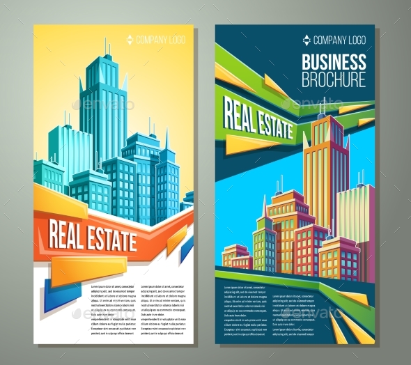 Set of Vertical Vector Cartoon Illustrations - Backgrounds Business