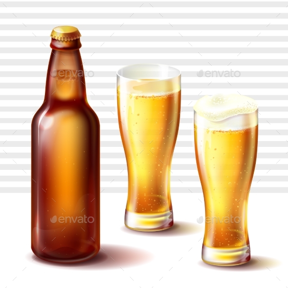 GraphicRiver Beer Bottle and Weizen Glasses with Beer Vector 20794269