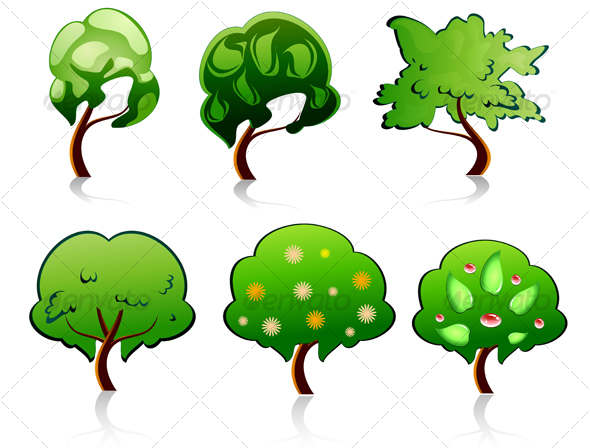 Set of tree symbols - Flowers & Plants Nature