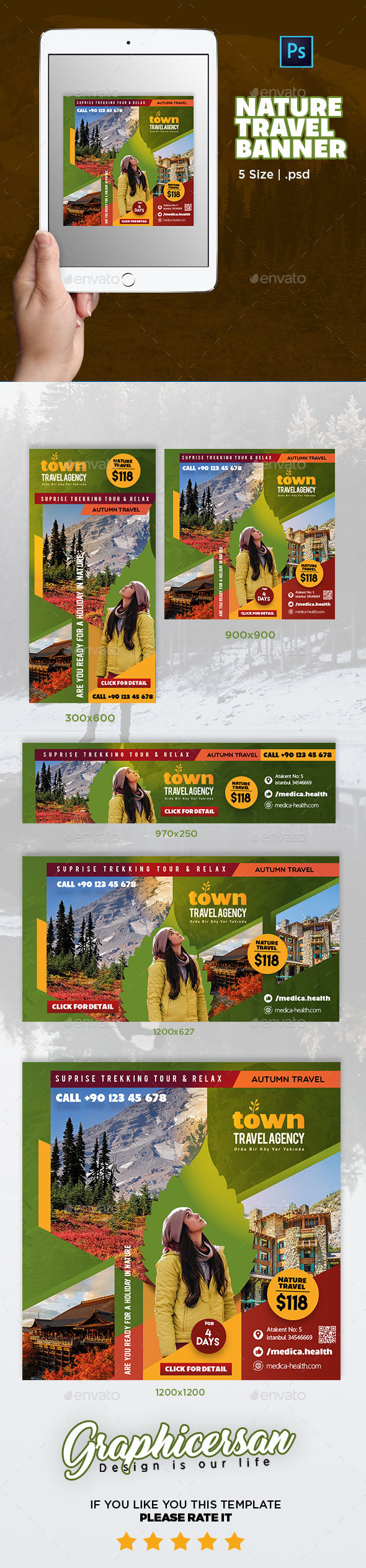 Nature Travel Banner Template - Banners & Ads Web Elements