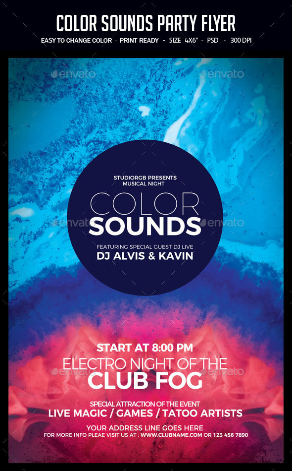 Color Sounds Party Flyer - Clubs & Parties Events