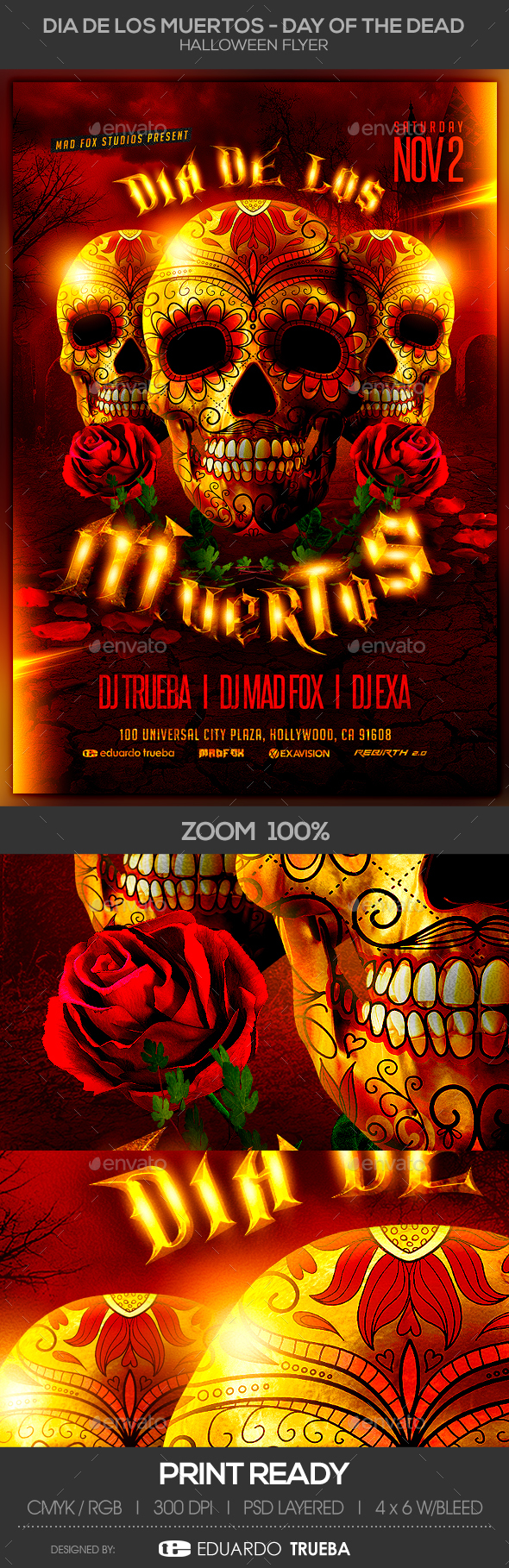 Dia de los Muertos - Day of the Dead Halloween Flyer - Clubs & Parties Events