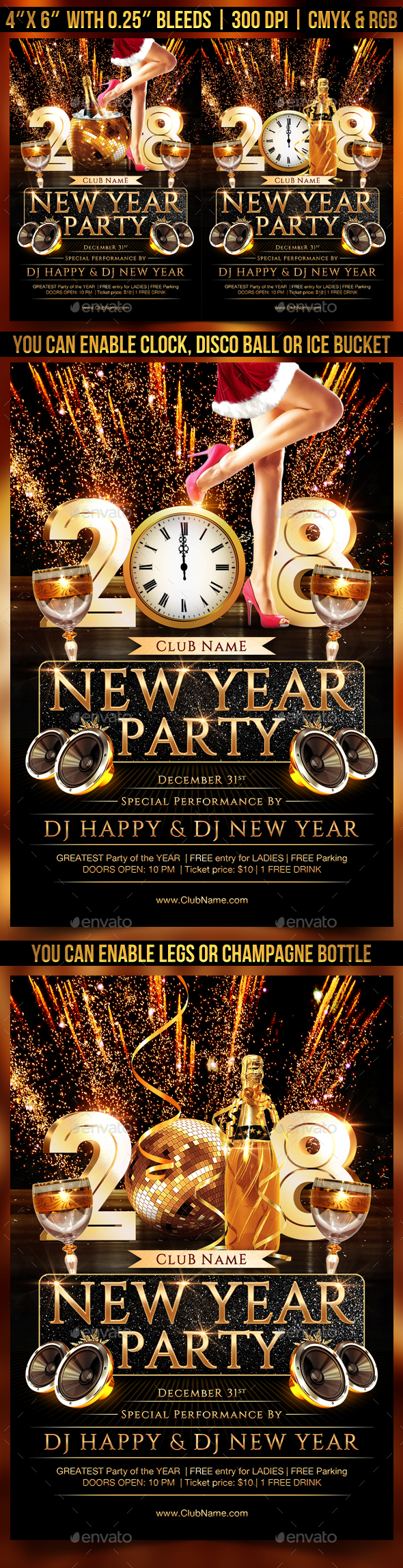 New Year Party Flyer Template - Clubs & Parties Events