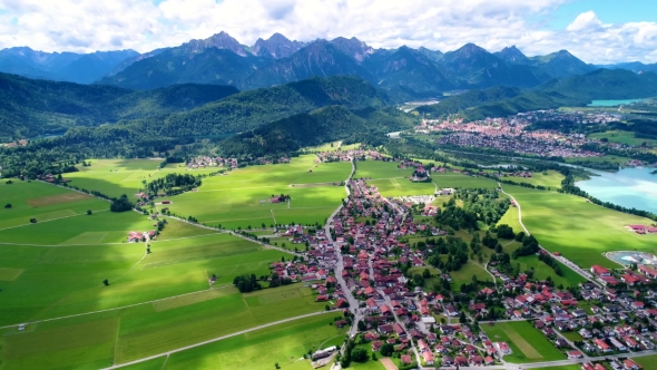 Panorama From the Air Forggensee and Schwangau, Germany, Bavaria alt