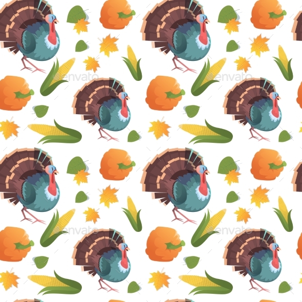 Autumn Seamless Pattern Happy Thanksgiving Day