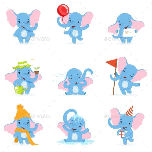 Elephant Character Set - Animals Characters