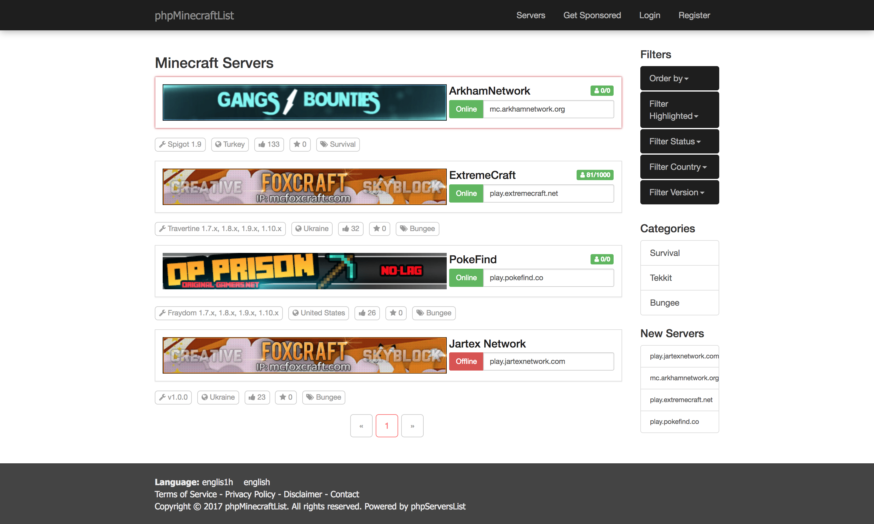 Premium Minecraft Servers List by AltumCode  CodeCanyon