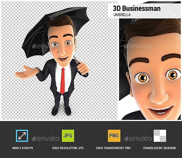 GraphicRiver 3D Businessman with an Umbrella 20801282