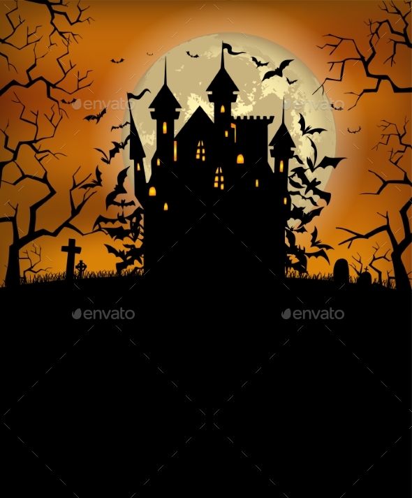 Halloween Background with Dracula Castle