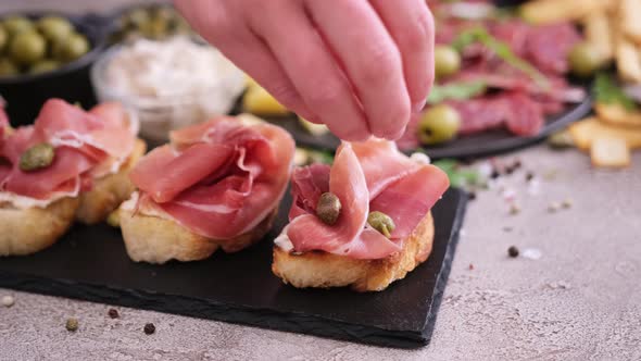 Making Bruschetta with Prosciutto or Jamon Ham at Domestic Kitchen alt