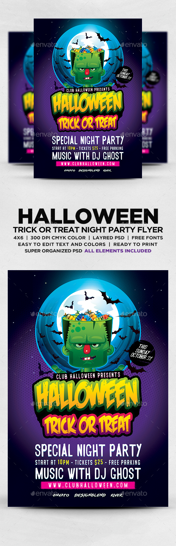 Halloween Trick Or Treat Night Party Flyer