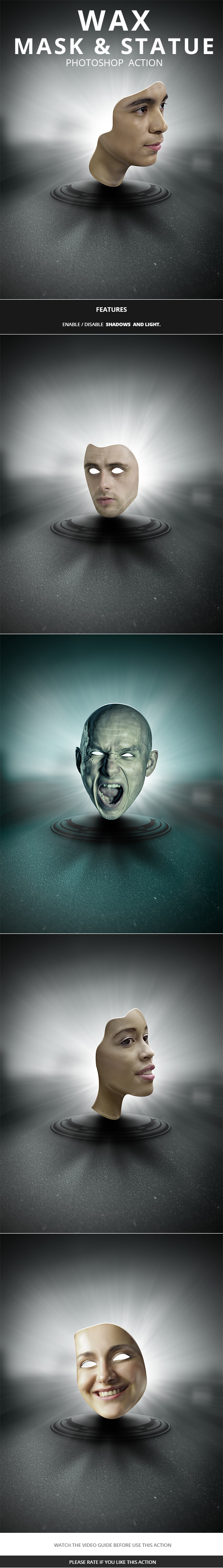 Wax Statue & Mask Photoshop Action - Photo Effects Actions