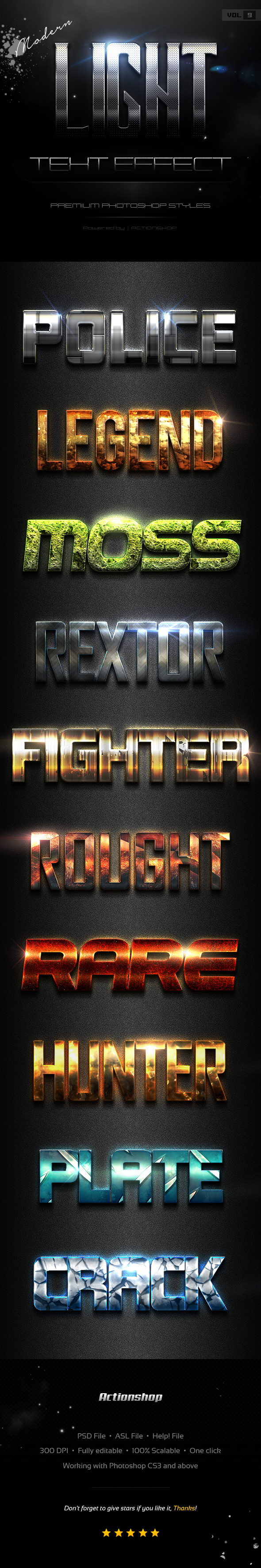 10 Modern Light Text Effects Vol.9 - Text Effects Styles