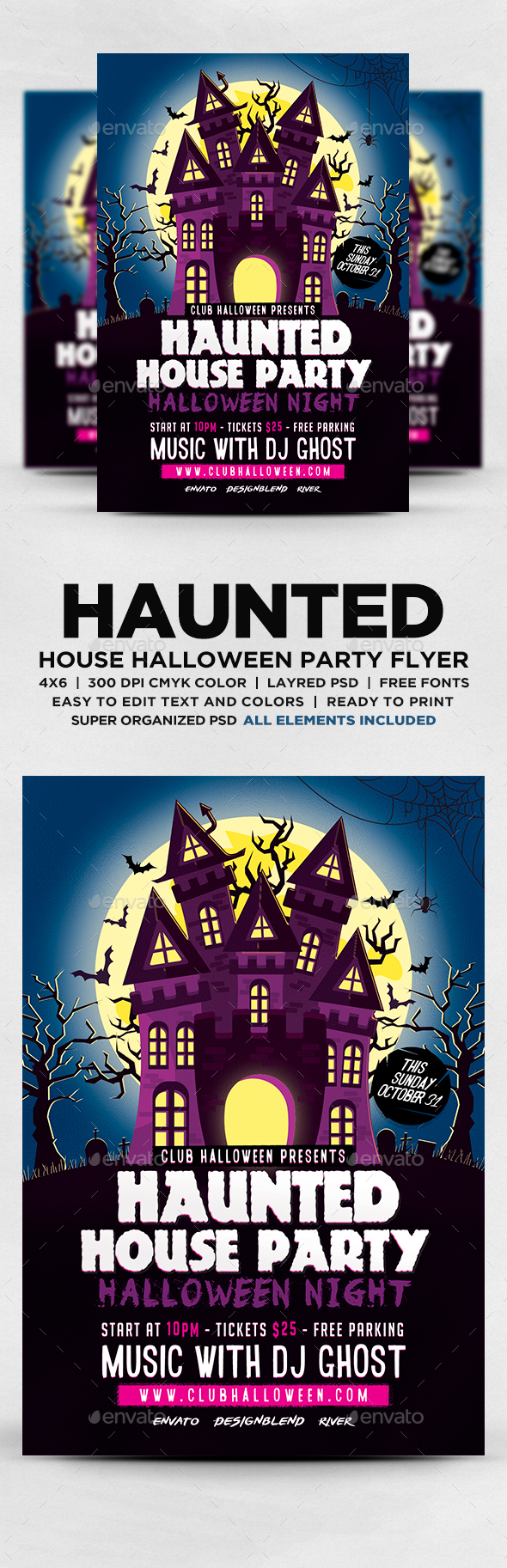 GraphicRiver Haunted House Halloween Party Flyer 20804492