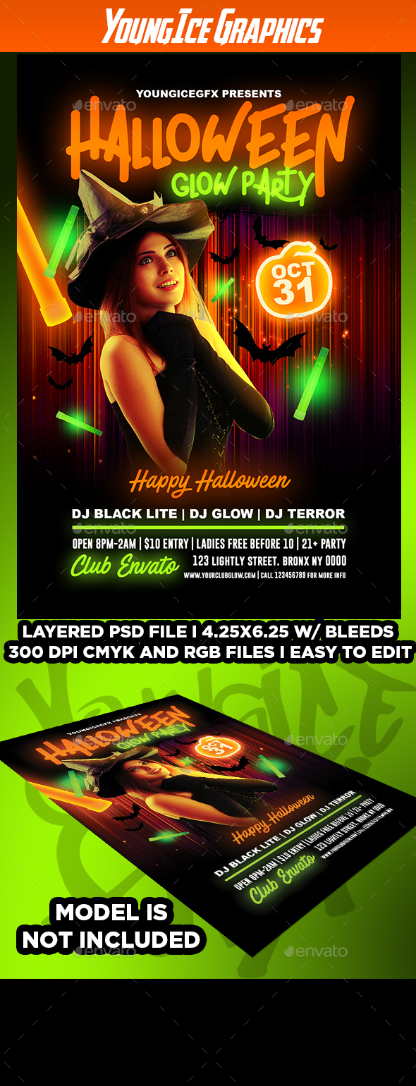 GraphicRiver Halloween Glow Party Flyer 20804713